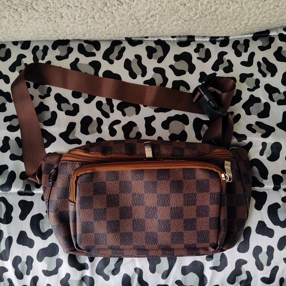 Brown Checkered Fanny Pack